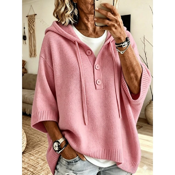 レディース ゆったり フード付き ニットプルオーバー