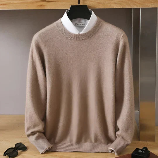 メンズ クルーネック リブ編み ニット