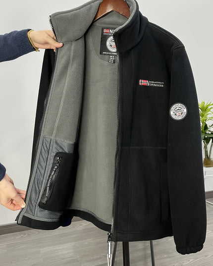 メンズ スタンドカラー 配色 フリースジャケット