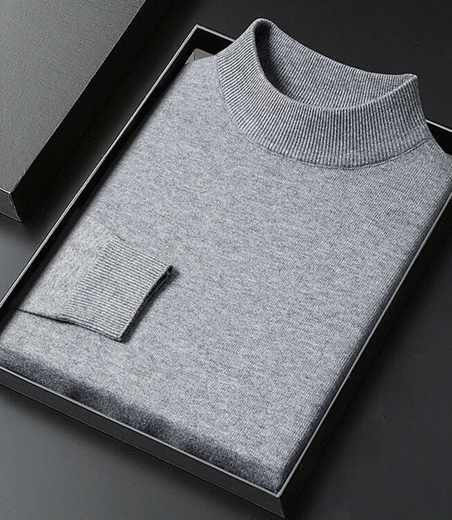 メンズ モックネック 無地 きれいめ ニットプルオーバー