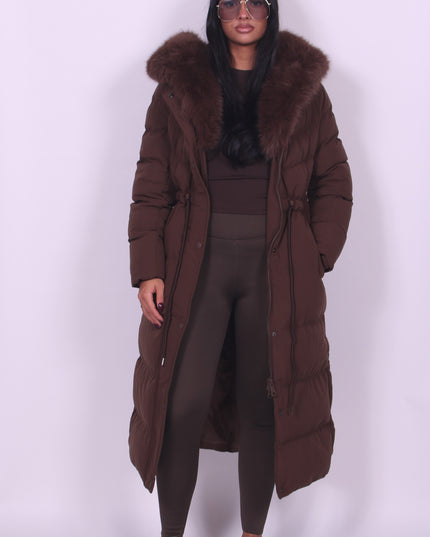 レディース ファー付きフード ロング丈 中綿 モッズコート