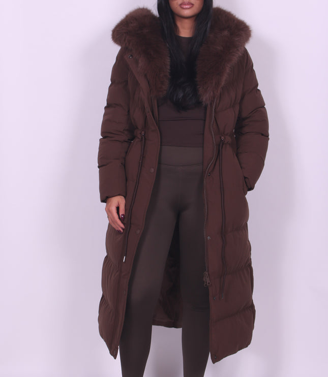 レディース ファー付きフード ロング丈 中綿 モッズコート