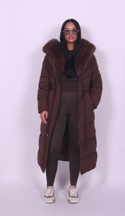 レディース ファー付きフード ロング丈 中綿 モッズコート
