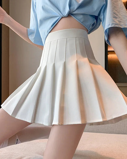 レディース 制服風 ハイウエスト プリーツミニスカート