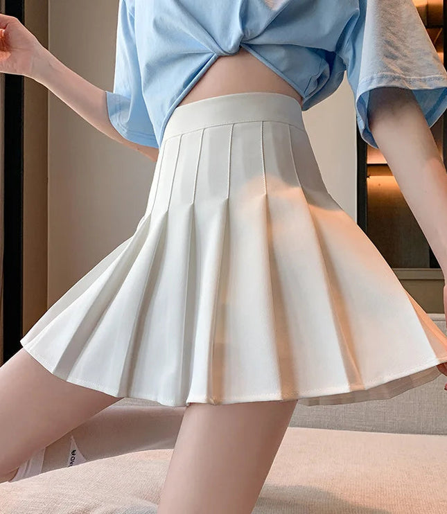 レディース 制服風 ハイウエスト プリーツミニスカート