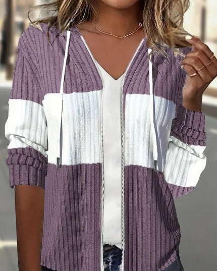 レディース ツートンカラー フード付き ジップパーカー