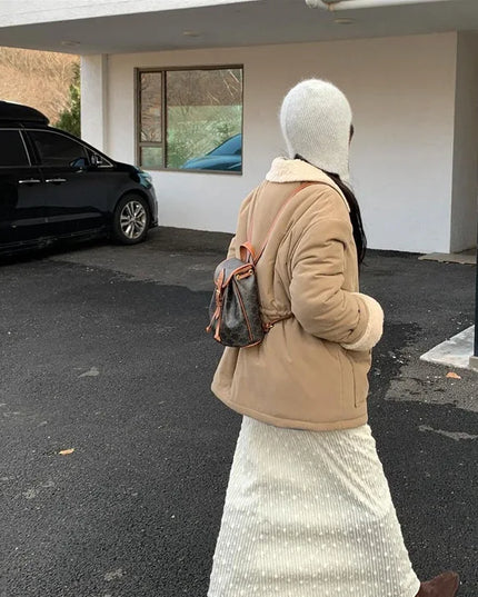 レディース 紐付き ニット 耳あて付き帽子