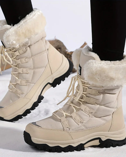 レディース レースアップ ミドル丈 スノーブーツ