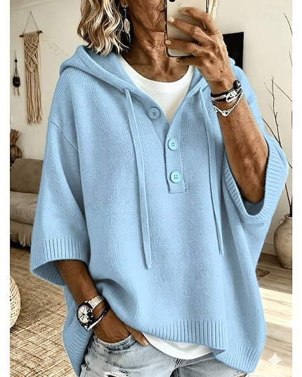 レディース ゆったり フード付き ニットプルオーバー