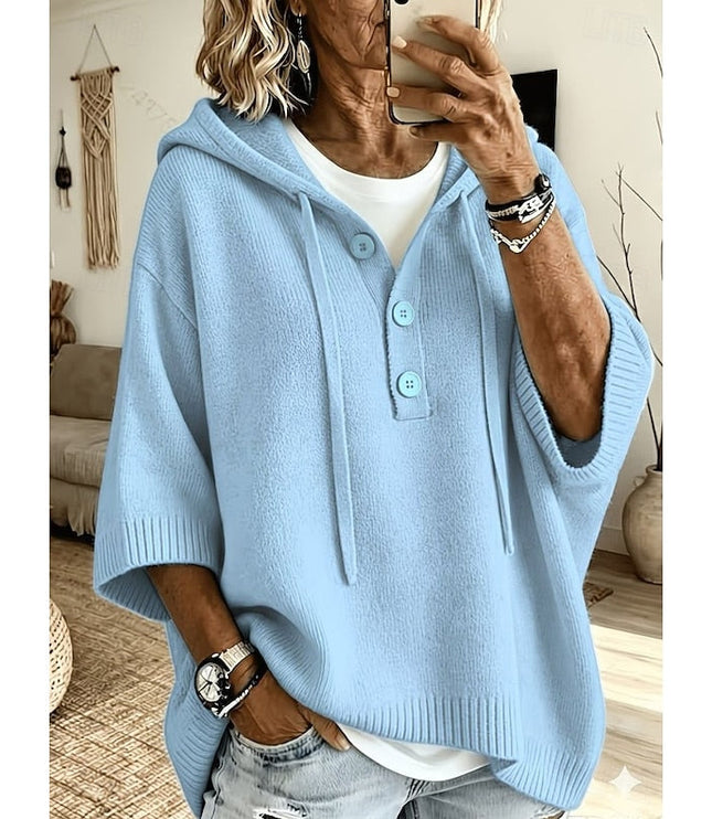 レディース ゆったり フード付き ニットプルオーバー