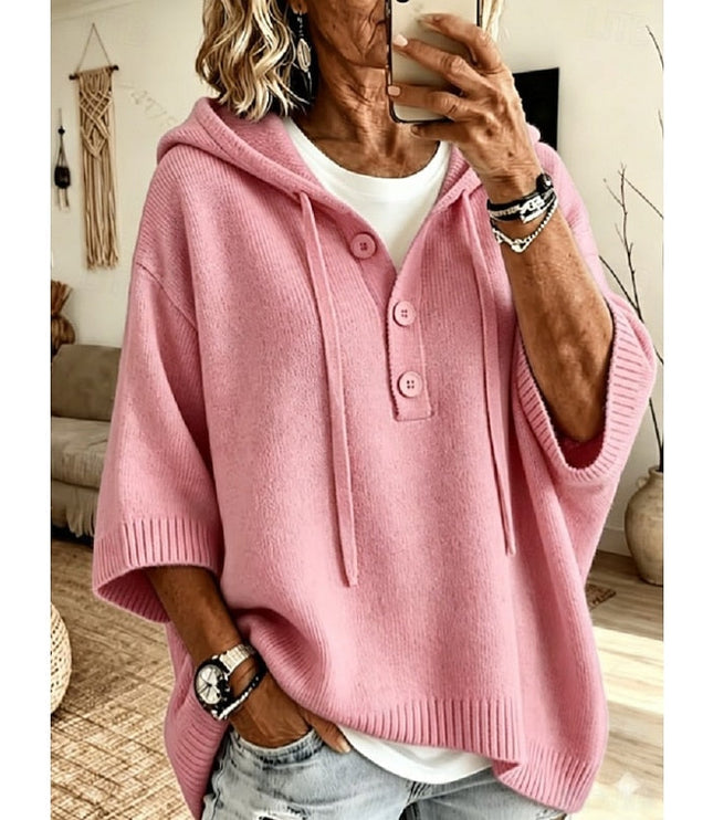 レディース ゆったり フード付き ニットプルオーバー