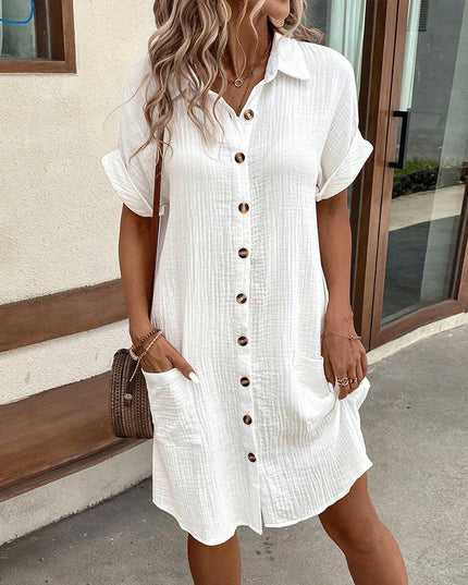 レディース前開きボタンゆったりロング丈シャツワンピース